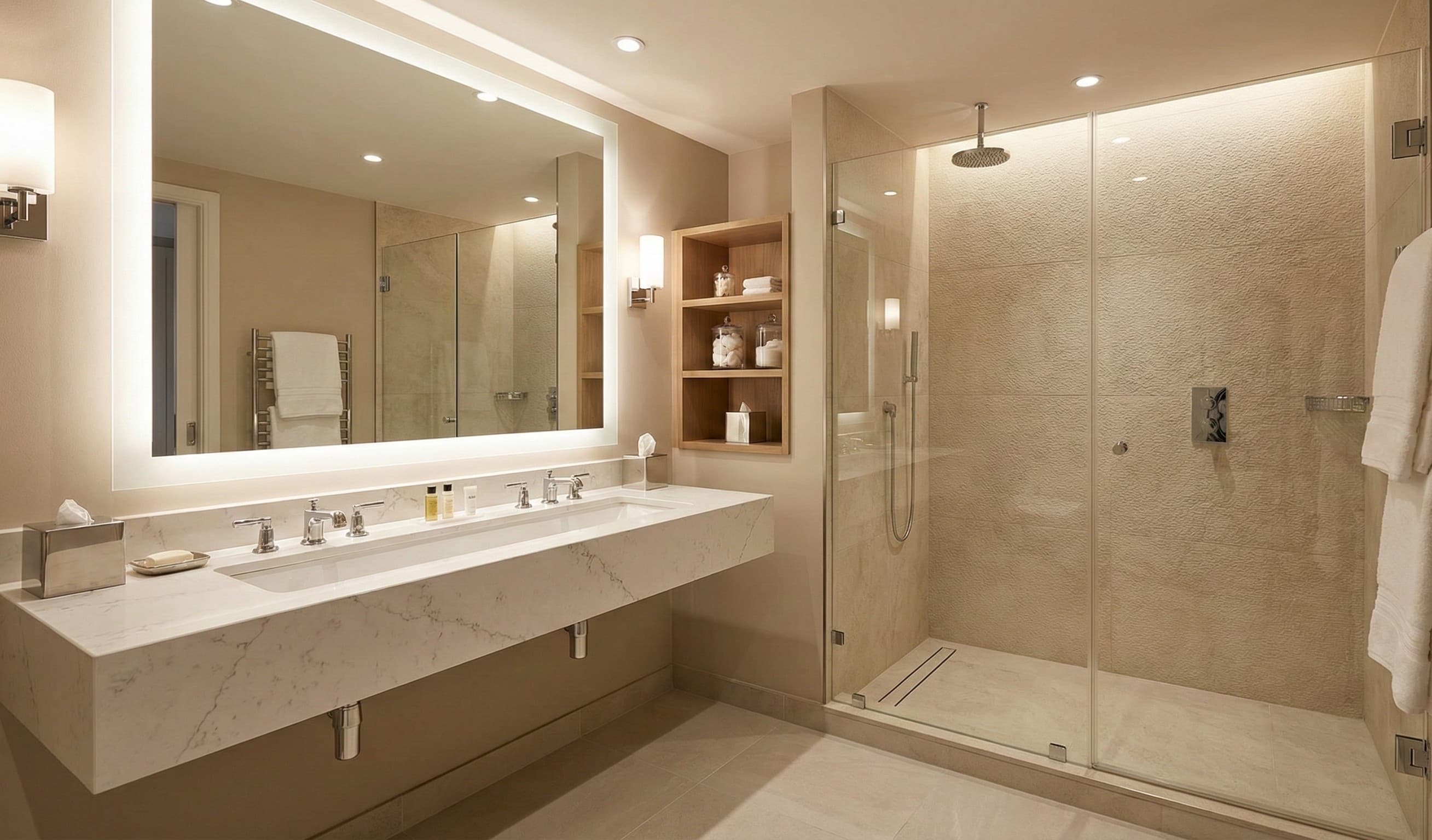Luxury hotel guest room bathroom