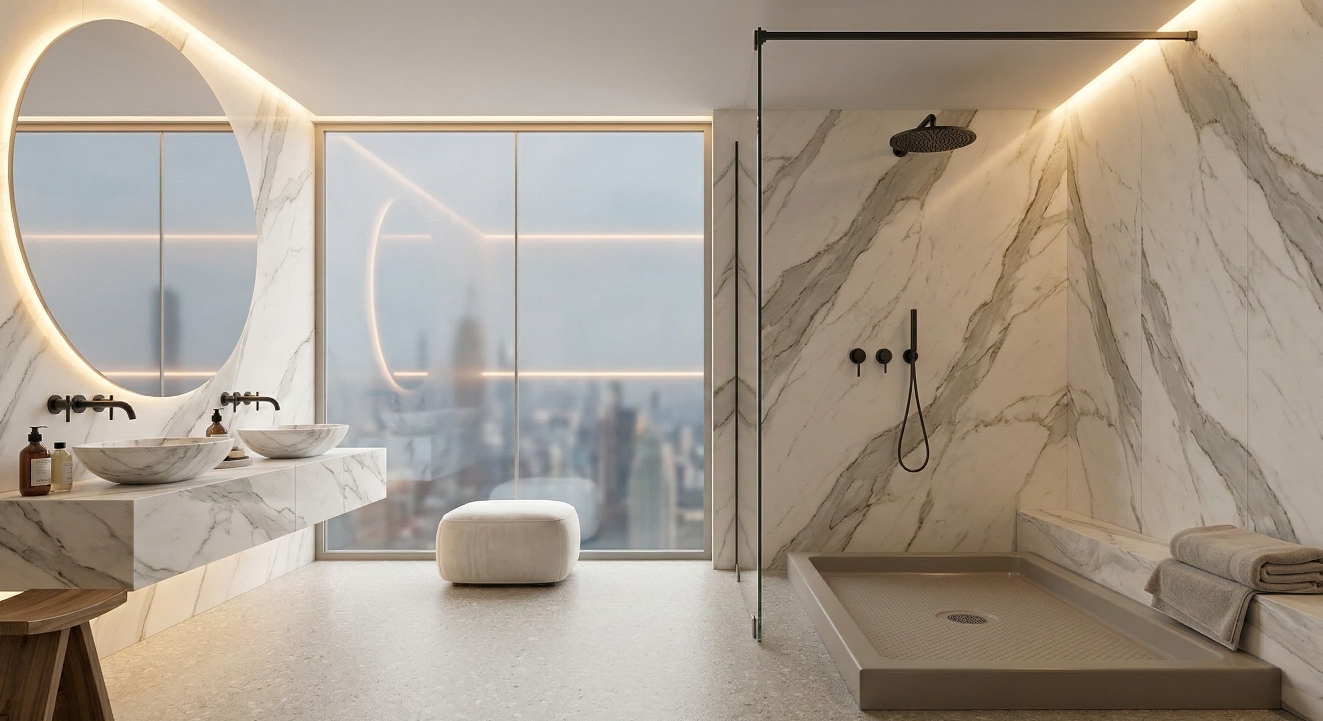Luxury hotel shower wall surrounds